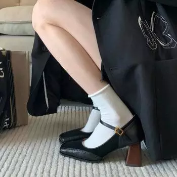 Women s Shoes Square Toe Mary Jane Ladies Pumps Japanese Style Lolita Stripper Gothic High Heels on Heeled Chic Point Footwear E 34