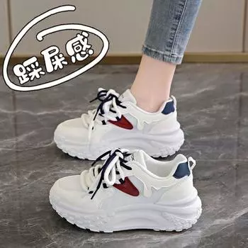 Women s shoes step on shit feeling thick-soled casual sports shoes 2025 new summer single mesh breathable feet little dad shoes women 35 белый