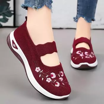 Женская обувь Летняя повседневная обувь Мягкая подошва Дышащая модная обувь для мам Спортивная обувь для женщин 41 чёрный