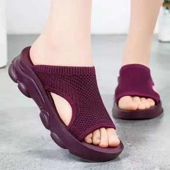 Women s Shoes Summer Slippers New Comfort Casual Mesh Breathable Women Platform Sandals Anti Slip Outdoor Half Slippers 36