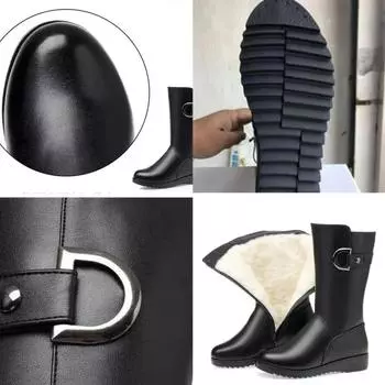 Women s Shoes Thick Heel Ladies Boots Zipper Suitable for Women Punk Style Cotton Shoes Womens High Boot Party Shoes Botas Mujer 35