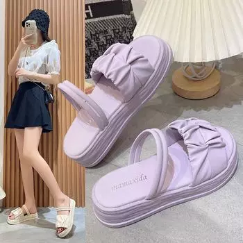 Women s Shoes with Low Heels Sandals for Woman Slippers Footwear Platform Purple Summer 2024 Round Toe Tip Outdoor The Best H F 35