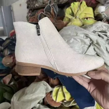 Женские короткие сапоги 2024 новые модели новые замшевые женские сапоги с острым толстым каблуком 36 синий