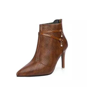 Women s Short Boots Women s New Large Size High-heeled Fashionable versatile Boots Plus Cotton Warm comfortable Nude shoes 35