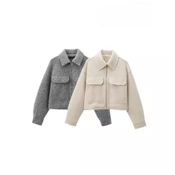 Женская короткая куртка с карманами, пальто с длинным рукавом, молния спереди, женское пальто, шикарный топ, стильный XS