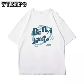 Женские однотонные повседневные топы с короткими рукавами и принтом в виде букв, свободная модная футболка M чёрный