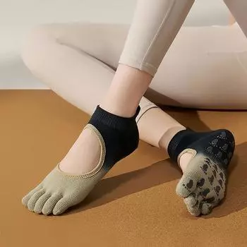Women s Short Tube Pilates Five-Finger Socks Professional Non-Slip Yoga Socks Indoor Special Gradient Color Cotton Toe Socks Accessible Luxury Green Black