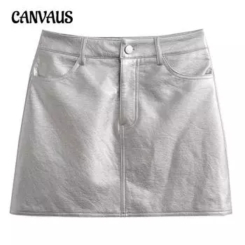 Женские шорты летние с высокой талией повседневные однотонные модные темпераментные шорты из искусственной кожи S