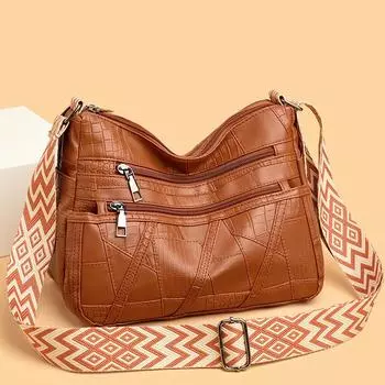 Женская сумка через плечо из искусственной кожи, многослойная сумка через плечо под мышкой, сумка для мам среднего и пожилого возраста бежевый