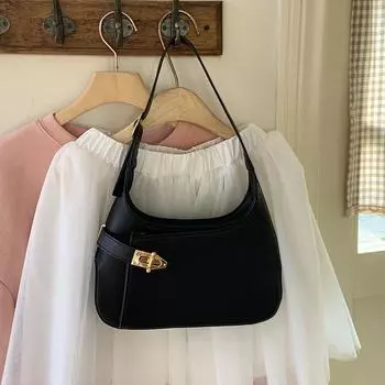 Женские сумки через плечо, универсальные сумки для поездок на работу, модные черные кожаные сумки с верхней ручкой, женские сумки под мышкой в стиле ретро, новые