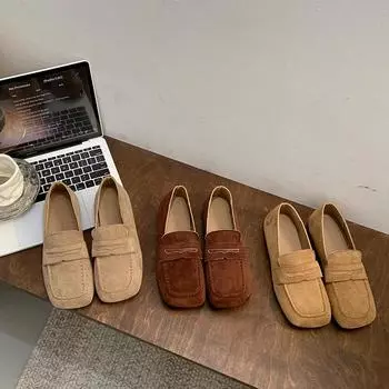 Women s single shoes spring 2025 new casual flat loafers fashionable and comfortable non-slip one-pedal women s shoes 35 тёмно-рыжий