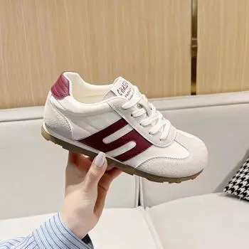 Women s Single Shoes Spring New Frosted Matching Color Laceup Sports Shoes Casual Comfortable Non-slip Wear-resistant Flat Shoes 35