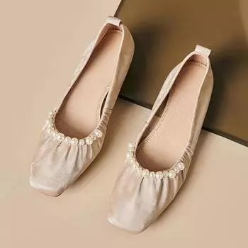 Женские туфли-лодочки Летние новые на низком каблуке с квадратным носком, расшитые бисером, обувь для танцев, повседневные модные оксфорды на легкой мягкой подошве 35