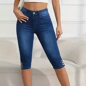 Women s Skinny Trend Ripped Casual Fashion Small Foot Jeans L синий