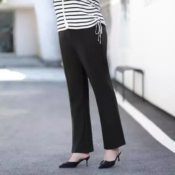 Women s Slightly Flared Pants Spring Loose and Tight Waist High-waisted Horseshoe Pants Flared Casual Pants XL кофейный