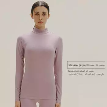 Women s Slim Fit Pure Cotton Mid-Neck Sweater - Solid Color, Autumn/Winter Warm Innerwear Extra Large