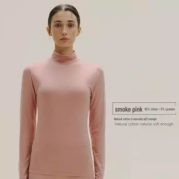 Women s Slim Fit Pure Cotton Mid-Neck Sweater - Solid Color, Autumn/Winter Warm Innerwear Extra Extra Large