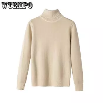 Women s Slim One-piece Velvet Sweater with Added Velvet and Thickened High Neck Paired Warm Solid Color Long Sleeved Knitted Sweater Autumn and Winter M чёрный