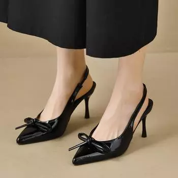 Women s Slippers 2025 Summer Sexy Slingback Mules Casual Brand Bow High Heels Designer Dress Shopping Women s Shoes Slippers 35