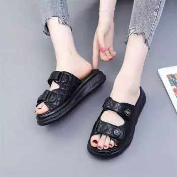 Женские тапочки и сандалии на плоской подошве, новинки, но дешевые распродажа, стильные, удобные, элегантные туфли по акции 35