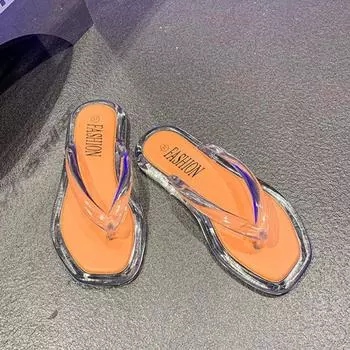 Women s Slippers and Ladies Sandals Flip Flops Jelly Flat Shoes Clear on Beach Transparent Slides Comfortable Elegan Unique Shoe 36
