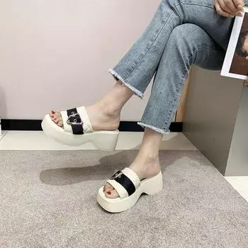 Women s slippers and sandals, children s and girls shoes, comfortable and creative, simple and versatile women s shoes 35 бежевый