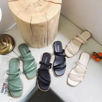 Женские тапочки модные прочные мягкие пляжные туфли удобные женские сандалии летние новые уличные сандалии на плоской подошве Pantufa Femininas 35