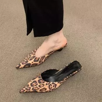 Women s slippers pointed shoes Fashion sexy 2025 summer new trend Designer temperament elegant Zapatillas De Mujer 43 цветной печати леопарда
