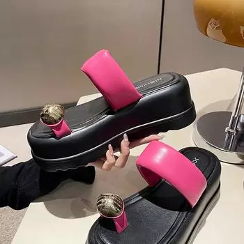 Women s Slippers Sexy Clip Toe Shoes 2024 Summer New Platform Sandals Simple Fashion Street Slippers Zapatos De Mujer 35 чёрный