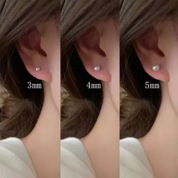 Women s Small Delicate Earrings Sleep Natural Freshwater Pearl 3mm-Silver Needle