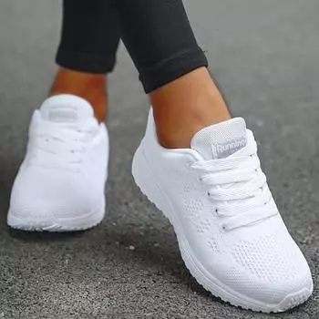 Women s Sneaker 2025 New Fashion Mesh Fabric Shoes Women Breathable Sneaker Woman Lace Up Womens Sneakers Tenis Feminino 35 зелёный