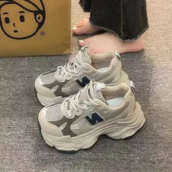 Women s Sneakers 2024 Mesh Breathable Shoes for Women Sports Running Casual Ladies Autumn Vulcanize Shoes Zapatillas Mujer 35 бежевый