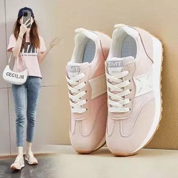 Женские кроссовки 2024 года Новые женские кроссовки для тренировок Повседневные туфли на плоской подошве Женские кроссовки на платформе Удобные кроссовки для бега на открытом воздухе 35 розовый
