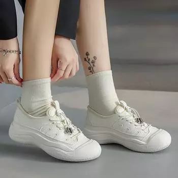 Women s Sneakers 2024Spring Slip on Thick Sole Sports Shoes Woman Solid Casual Round Toe Walking Tennis Shoe Female Zapatillas 35(1)