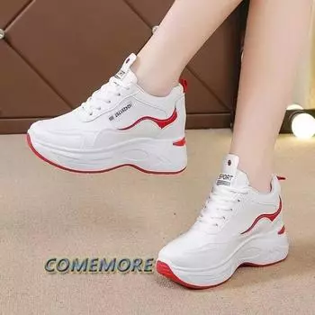 Women s Sneakers Black Casual Shoes Women Platform Heels Wedges Height Increasing 2024 Autumn Round Head Ladies Vulcanized Shoes 35 чёрный