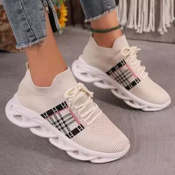 Women s sneakers little white shoes autumn large size low top breathable round head front lace-up flat bottom fly-woven sneakers 35