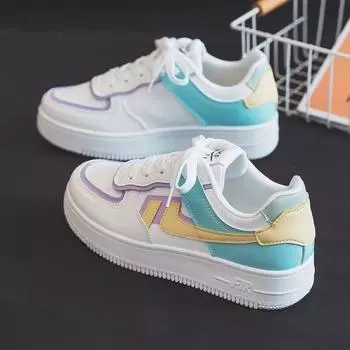 Женские кроссовки смешанной партии, осенние новые студенческие цветные модные кроссовки на платформе с мягкой подошвой, легкие дышащие повседневные кроссовки 35