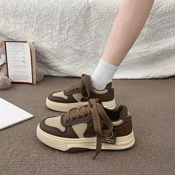 Женские кроссовки весна и осень новые универсальные туфли на платформе модная повседневная обувь 35 чёрный