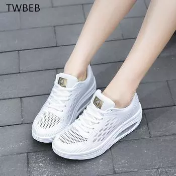 Women s Sneakers White Beef Tendon Bottom Sepatu Kasual Wanita Flat Wanita Sepatu Tebal Sole Tinggi Meningkatkan Sepatu5Cm 35 белый