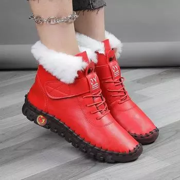 Женские зимние ботинки, модные ботильоны ручной работы для женщин, теплые короткие кожаные ботинки, женская водонепроницаемая хлопковая обувь Botas Mujer 35