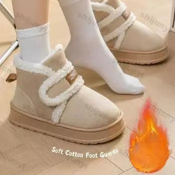 Women s Snow Boots 2025 New Winter Plush Anti Slip Warm Cotton Shoes Thick Soles Prevent Cold Increase Height Outdoor Snow Boots 36-37 кофейный