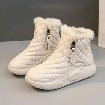 Women s Snow Boots Fur Ladies Shoes Fluff Ankle Boots for Women Waterproof Shoes Design Zipper Round Toe Lady Winter Short Boots 35