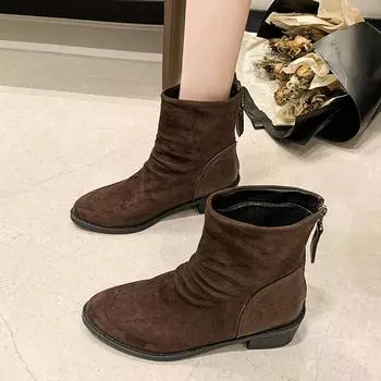 Women s Snow Boots New Thick-soled New Winter 2024 High Quality Back Zipper Fashion Casual Comfortable Boots Botines Mujer 36 чёрный
