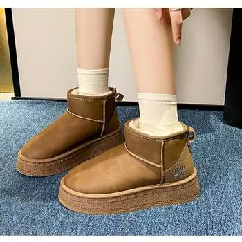 Women s Snow Boots Thick-soled New Winter Warm Short Plush 2024 Hot Sale Sponge Cake Base Fashion Casual Comfortable Boots 35
