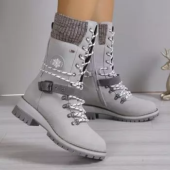 Women s Snow Boots Winter New Style Women s Shoes Thick Warm Cotton Shoes High Tube Snow Boot 36 светло-серый