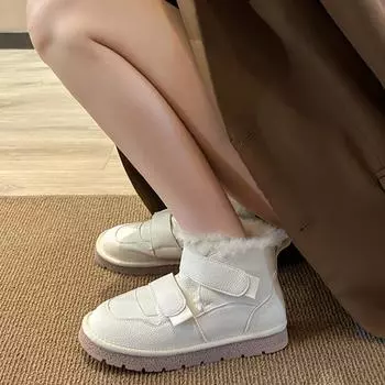 Women s Snow Boots Wool Integrated Fur Keep Warm Snow Boots Women Platform Flats Heel Shoes Winter Boots Non Slip Casual Boots 35 покинуть белый