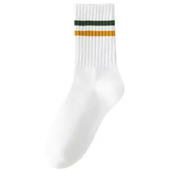 Women s Socks Pure Cotton Fall and Winter New Arrival Tube Socks Sports Fitness JK Students Socks Sweat-Absorbent Stripes Black and White Yoga Green yellow bar | Free size