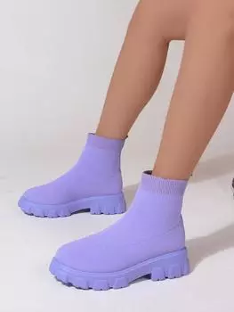 Women s Socks Shoes 2025 Spring Autumn New Fashion Breathable Casual Wedges Platform Ankle Boots 35 чёрный