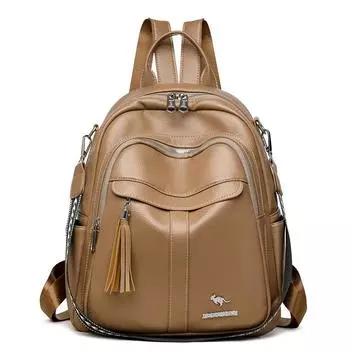 Women s Soft Leather Backpack Commuter Backpack Multifunctional Shoulder Bag хаки