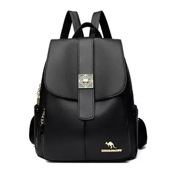 Женская мягкая кожаная сумка, рюкзак для мамы, противоугонный дорожный рюкзак чёрный